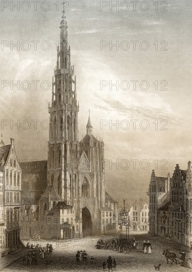 Cathédrale Notre-Dame, Cathedral of Our Lady, Antwerp, Flanders, Belgium, 19th century