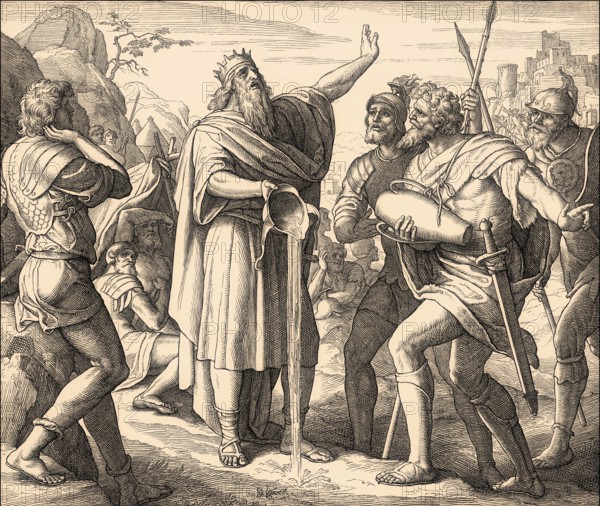 David pouring out the water, Old Testament, by Julius Schnorr von Carolsfeld