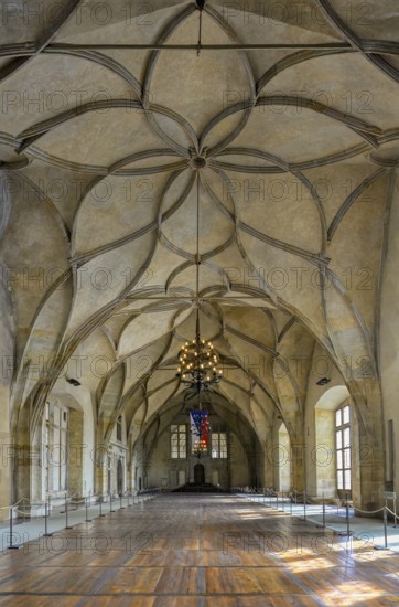 Prague Castle, Old Royal Palace, Vladislav Hall and ceiling, Prague, Czech Republic