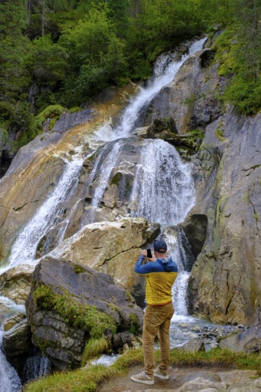 Hintertux Waterfall, Tux Waterfalls, Tuxbach, Hintertux, Zillertal, Tyrol, Austria