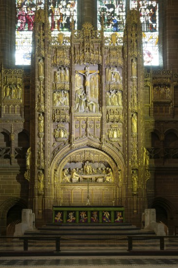 Altar reredos interior of Anglican Cathedral Church of Christ in Liverpool, Liverpool cathedral, Liverpool, England, UK