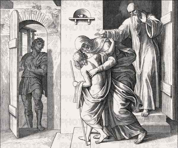 The raising of the son of the woman of Shunem, Old Testament, by Julius Schnorr von Carolsfeld