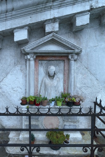 Relief on the Rialto Bridge, Venice, Veneto, Italy