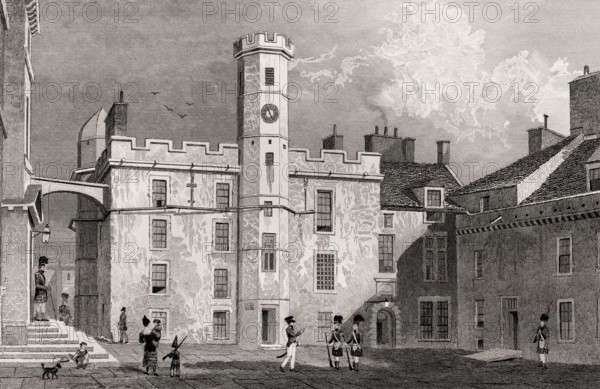 The interior quadrangle of the Castle, Edinburgh, Scotland, 19th century, from Modern Athens by Th. H. Shepherd