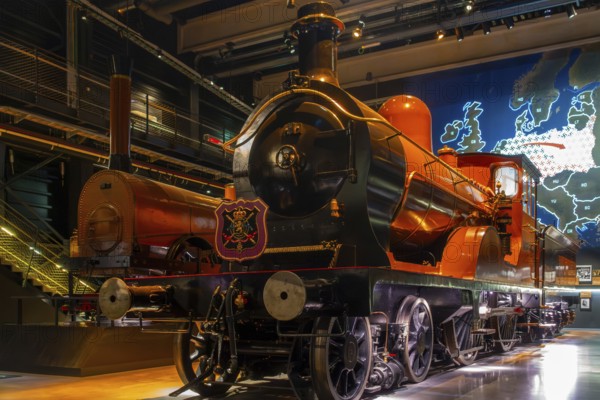 Steam locomotives at Train World, railway museum in Schaerbeek, Schaarbeek, Brussels, Belgium
