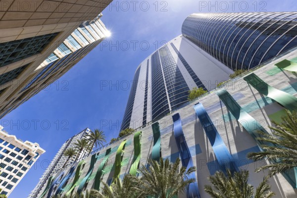 Florida, Fort Lauderdale, Las Olas Boulevard. Downtown financial district and city skyline