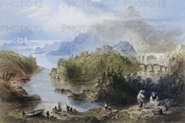 Cromwell's Bridge, Glengariff, County Cork, Ireland, from the Scenery and Antiquities of Ireland, 1841, digital reproduction of a historical model