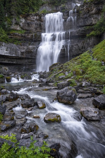 Cascata di Mezzo waterfall, long exposure, Vallesinella, Brenta, Trentino, Italy