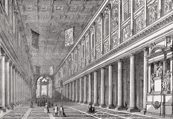 Interior view, Basilica di Santa Maria Maggiore, Rome, Italy, 19th Century