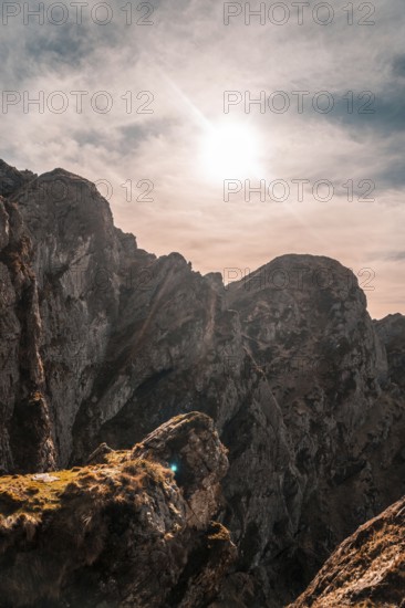Top of the mountain of Aiako Harria or Peñas de Aya in the town of Oiartzun, Guipúzcoa. Basque country, vertical photo