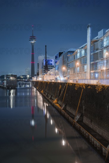 Rhine Tower by night, Düsseldorf, Germany