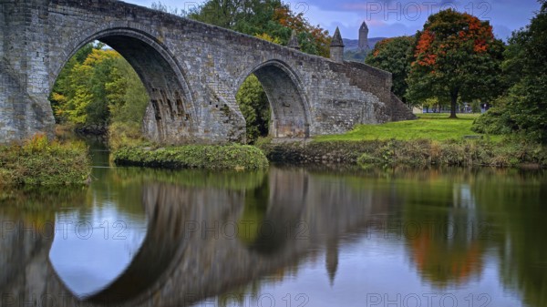 Europe, Scotland, Great Britain, England, landscape, Stirling Bridge, bridge, river, Old Bridge, Old Bridge, road bridge, Stirling village, Stirling