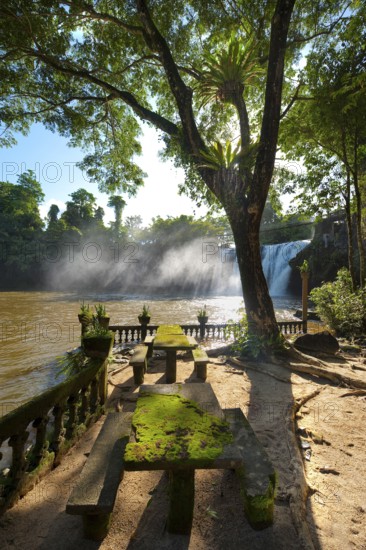 Dilapidated park with waterfall, Tropical, Tropics, Travel, Holiday, Paronella Park, Innisfail, Queensland, Australia