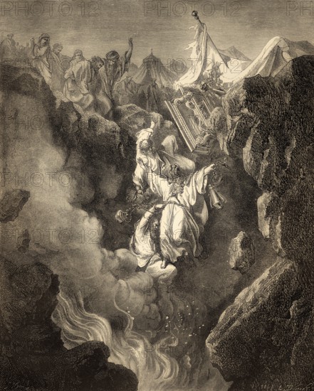 Death of Korah, Dathan and Abiram, Old Testament, by Gustave Doré, 1863