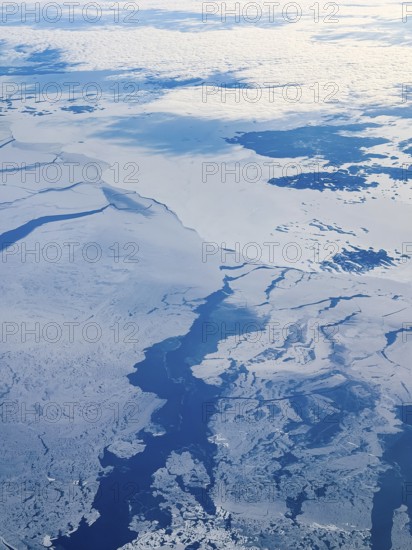 Structures in ice, frozen sea, Bothnia, aerial view, Gulf of Bothnia