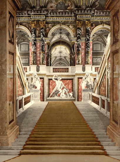 Staircase in the Museum of Art in Vienna, Austria, around 1890, Historic, digitally restored reproduction from a 19th century original, Staircase in the Museum of Art in Vienna, Austria, around 1890, Historic, digitally restored reproduction from a 19th century original