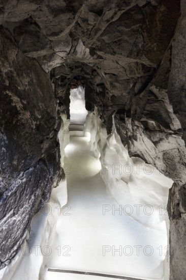 Cave dwelling, lava tunnel, former home of the artist, interior view, Fundacion Cesar Manrique, Tahiche, Teguise, Lanzarote, Spain