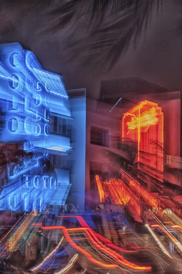 Ocean drive by night, South Beach, Miami, Florida, USA