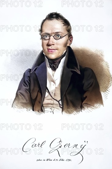 Carl Czerny, 21 February 1791, 15 July 1857, was an Austrian composer, pianist and piano teacher, Historic, digitally restored reproduction from a 19th century master, Record date not stated