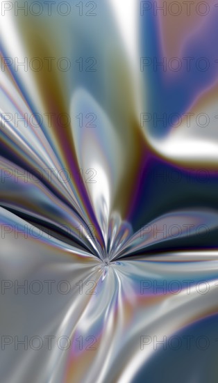 This mesmerizing 3D render features a dynamic swirl of metallic and pastel shades, forming an abstract, captivating visual vortex