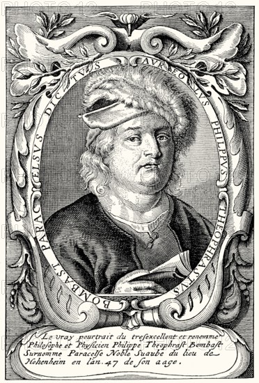 Philippus Theophrastus Aureolus Bombast von Hohenheim or Paracelsus, 1493, 1541, Swiss alchemist, astrologer