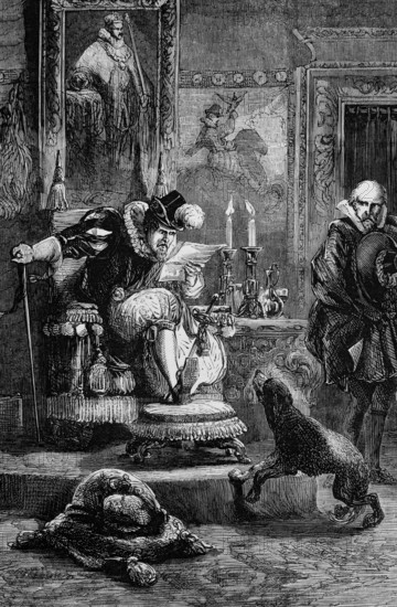 The Spanish ambassador and King James I, 1623, during the planned (unsuccessful) Spanish marriage between Prince Charles and the Infanta Maria Anna of Spain, England, digital reproduction of a historical model