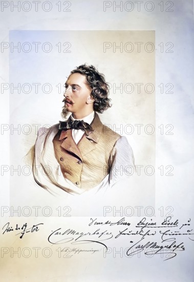 Karl Mayerhofer, also Carl Mayerhofer (born 13 March 1828 in Vienna, died 2 January 1913) was an Austrian court opera singer (bass) and chess master, Historic, digitally restored reproduction from a 19th century master, Record date not stated