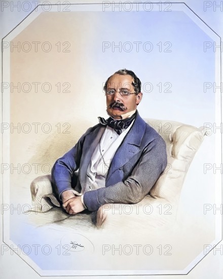 Josef Winkler (1794-1869), around 1850 pharmacist in Vienna, Historical, digitally restored reproduction from a 19th century original, Record date not stated