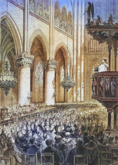 Hyacinthe-Marie Cormier OP, Louis-Stanislas-Henri Cormier, 8 December 1832 - 17 December 1916, French Dominican friar, preached from the pulpit of the church of Notre Dame in Paris, 1868, France, Historic, digitally restored reproduction of a 19th century original, exact original date unknown
