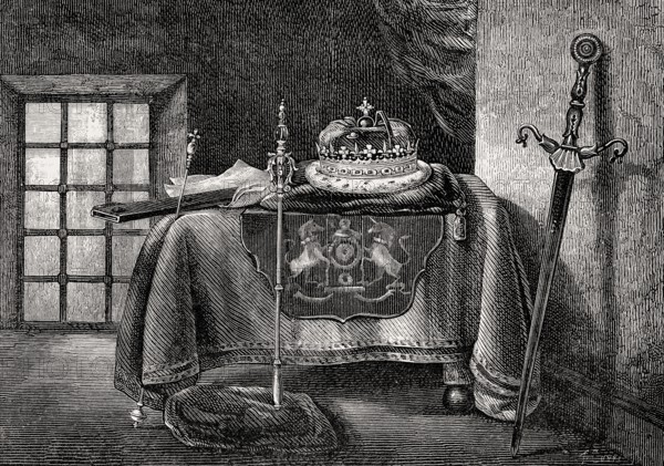 The room of the Imperial Regalia, Edinburgh castle, Scotland, 19th century