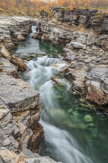 Gorge, canyon, river, rapids, autumn, autumn colours, Abisko Canyon, Abisko National Park, Laponia, Lapland, Sweden