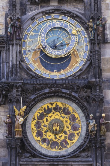 Astronomical Clock on the Town Hall Tower, Old Town Square, Old Town, Prague, Bohemia, Czech Republic