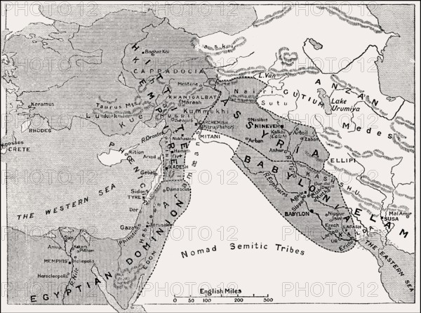 Map of the Babylonian Empire, 1500 BC until 1000 BC