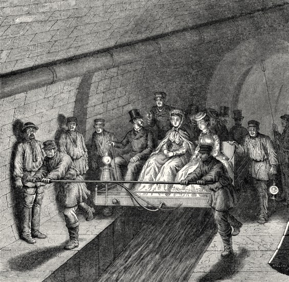 Visitors at the Paris Sewer Museum, Paris, France, 19th century