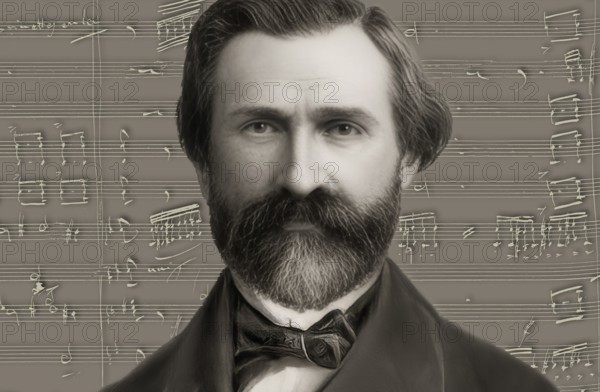 Giuseppe Verdi, 1813 – 1901, Italian opera composer, autograph notesheet from Don Carlos, digitally edited