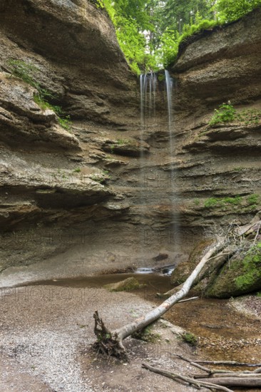 Waterfall in the Pähler Gorge, Pähl, Pfaffenwinkel, Upper Bavaria, Bavaria, Germany