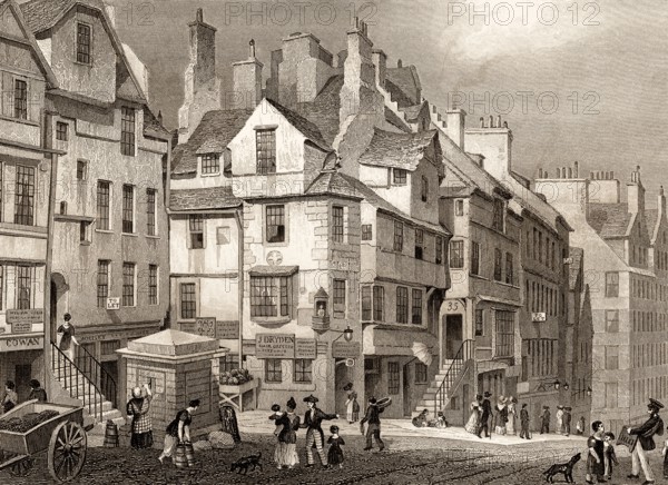 John Knox's House, High Street, Edinburgh, Scotland, 19th century, from Modern Athens by Th. H. Shepherd