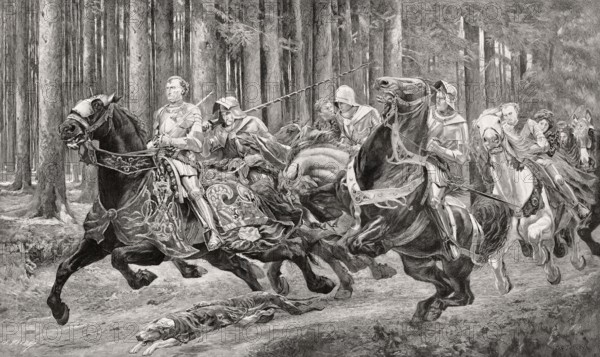 The escape of Charles the Bold, 1433–1477, Duke of Burgundy, after the Battle of Morat, Burgundian Wars