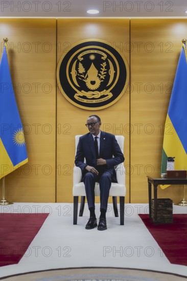 Paul Kagame, President of Rwanda, photographed during a joint meeting with Annalena Bärbock (not pictured), Federal Foreign Minister, in Kigali, 18 December 2023