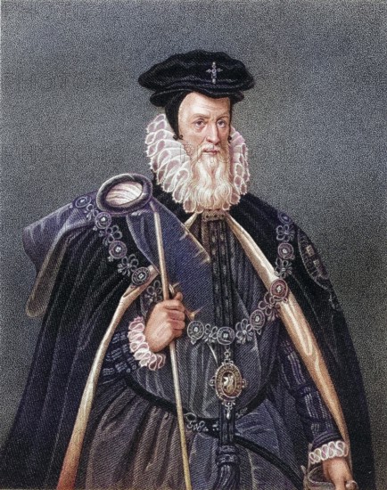 William Cecil 1st Baron of Burghley, 1520-1598, English statesman. From the book Lodges British Portraits, published 1823, Historical, digitally restored reproduction from a 19th century original, Record date not stated