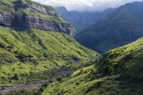Riverbed in Tugela Gorge or Tugela Gorge, Drakensberg National Park, KwaZulu Natal, South Africa