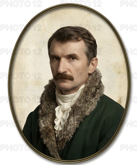 Portrait of Johann Gottfried Seume, symbolic image author, writer, poet, literature, artist, personality, historical illustration, digitally edited