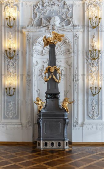 Interior design and exhibition rooms in the Würzburg Residence, imposing 18th century palace with frescoes, paintings and valuable works of art, Würzburg, Bavaria, Germany
