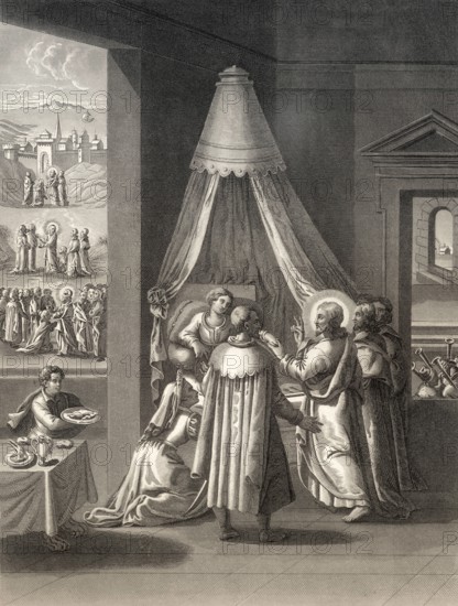 Raising of the dead, the daughter of Jairus, New Testament, 1853, digitally restored