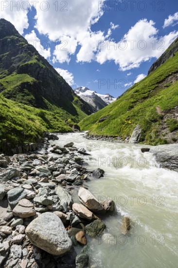 Isel mountain stream in the Umbaltal valley, Venediger Group, Hohe Tauern National Park, East Tyrol, Tyrol, Austria