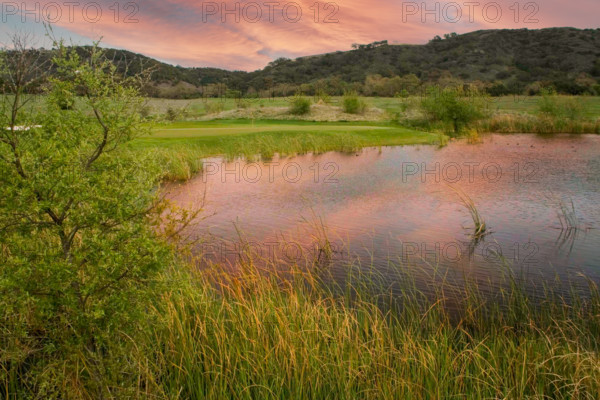 Scenic Golf Course Fairway and Green with Pond
