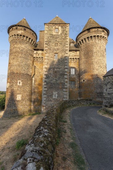 Bousquet castle from the 14th century, classified as a historical monument. Montpeyroux, Aveyron, France