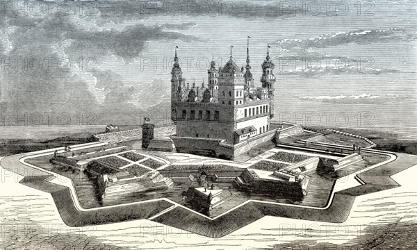 Kronborg castle, Helsingør, Zealand, Denmark, 19th Century