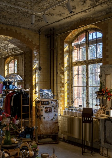 Souvenir shop on the historic grounds of the tuberculosis sanatoriums in Beelitz, Brandenburg, Germany