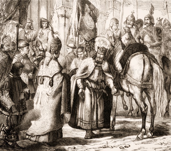 Pope Saint Nicholas I together with Louis II the Younger, King of Italy and Holy Roman Emperor